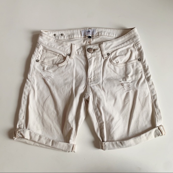 CAbi Pants - CAbi 5127 Vintage White Destructed Boyfriend Short
